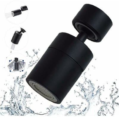 Kraanbeluchter 360 graden draaibare kraan met bubbelsysteem - 2 standen 22 mm interne schroefdraadadapter (zwart)