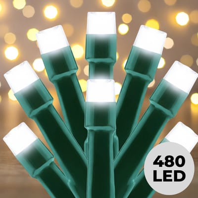 Lomera Kerstverlichting - Kerstlampjes - Kerstboomverlichting - LED Lichtsnoer - 480 LED Lampjes - 36 Meter Lengte - Binnen en Buiten - Wit Licht - Groene Kabel - Ip44 Adapter - Buitenverlichting - Decoratieve Verlichting - Sfeerverlichting