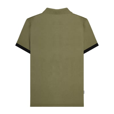 Lambretta Heren Vintage poloshirt met panelen (Kaki Groen)