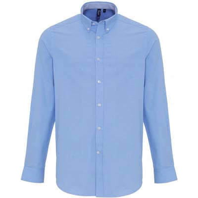 Premier Heren Katoen Rijke Oxford Stripe Shirt (Lichtblauw)