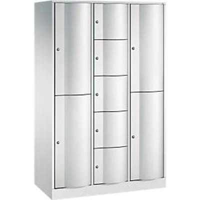 C+P combikast Resisto, 3 afdelingen, 9 vakken, B 1148 x D 540 x H 1950 mm,  lichtgrijs/lichtgrijs