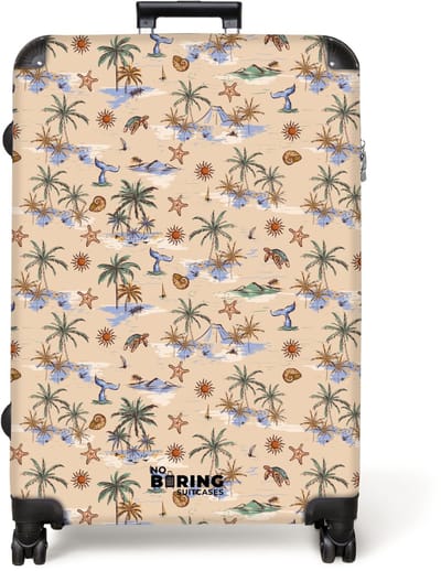 NoBoringSuitcases.com® - Koffer groot - Reiskoffer lichtgewicht - Vakantie eiland print - Rolkoffer met 4 wielen - Grote trolley XL - 98 liter bagage