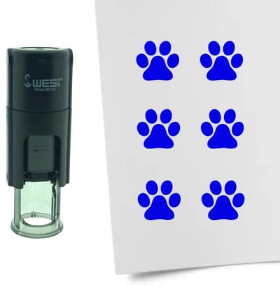 CombiCraft Stempel Hondenpoot van Hond 10mm rond - blauwe inkt
