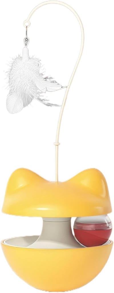 Kat Snackbal - Puzzelspeelgoed Voer - Mentale Stimulatie - Niet-Elektronisch Bewegend - 11.5x17cm - Geel