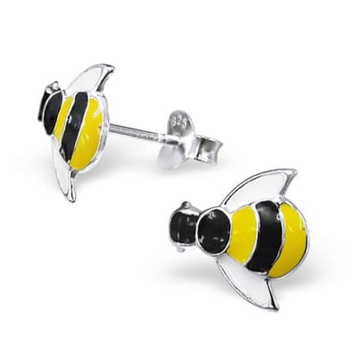Princess Oorbellen Bee - 925 Zilver E-Coating - Bijtjes / Dier - Ø10mm