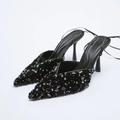 Sandales Chaussures Bout Fermé Talons à Lanières Bouche Peu Profonde Grande Taille Mocassins Slip-On Été Femmes Nouveaux Stiletto Pointu Confor 38 black