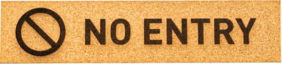 Deurbordje - NO ENTRY - Rechthoek - Kurk - 45 x 195 mm - Prive - Geen toegang - Deurbord - Zelfklevend