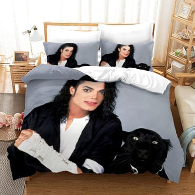 Michael Jackson Beddengoed Collectie Enkel Tweepersoons Volledig King Size Muzikaal Genie Met Beddengoed Volwassenen Tieners Slaapkamer 200X200Cm Dekbedovertrek Collectie EU King 240x220cm