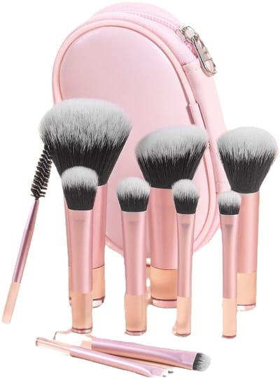 10-Delige Make up kwasten Set voor Beginners - Draagbare Roze Cosmetische Kwasten met Opbergtas - Zachte Make-upkwasten voor Foundation (Reisgeschikt)