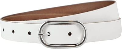 Landley Leren Dames Riem met Ovale Gesp - Echt Leer - Wit - Lengte totaal 100 cm / Riemmaat 85