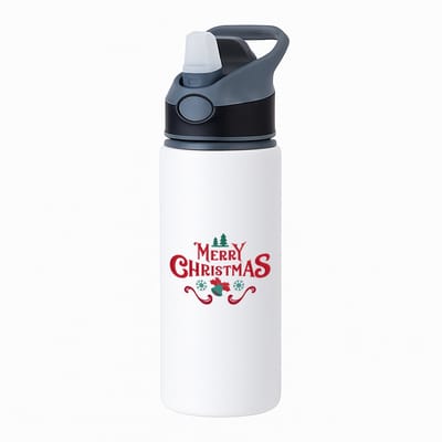 Hacebo® - Kerst merry christmas waterfles met rietje zwart - Kerstmis - Kerst beker - winter - kerst - christmas - kerst cadeau - water fles - 650ML