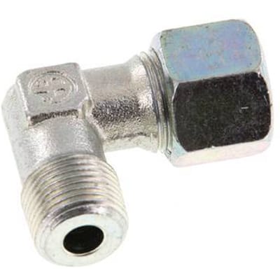 R 3/8'' Buitendraad x 10S Verzinkt Stalen L-Fitting 90graden 630 Bar DIN 2353