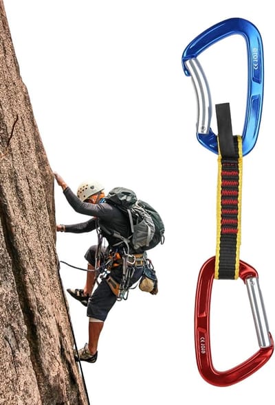 Klim Quickdraws - Karabiner Set - Outdoor Avontuur - Hoge Belastingscapaciteit - 25KN - Zwart