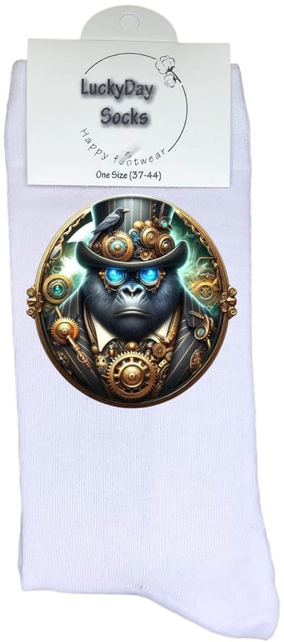 LuckyDay Socks - Gorilla sokken - Grappige Cadeaus voor Dames en Heren - Verjaardags cadeau vrouw en man - Vrolijke sokken - Valentijns cadeau - Grappige sokken - Leuke sokken - Leuke dames en heren sokken - Maat 37-44