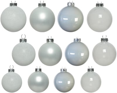 Decoris kerstballen - 42x - wit - glas - 5-6-7 cm - mat/glans/glitter - kerstversiering - Kerstboomversiering