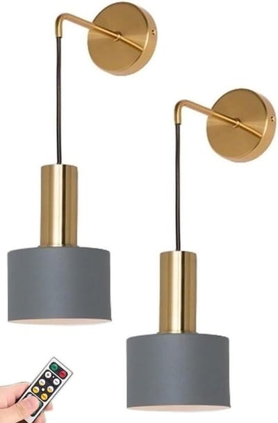 Wandlampen Set - Draadloze Lampen - Sfeerverlichting Creëren - Oplaadbaar met Afstandsbediening - Set van 2 - Grijs Goud