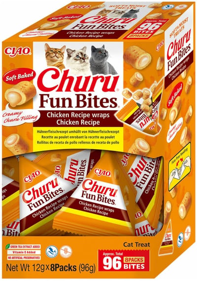 INABA CIAO Churu Fun Bites Sappige Brokjes Kattensnack Kip variëteiten 8x12g