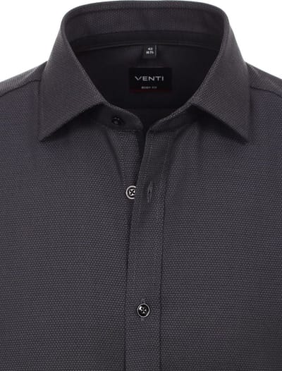 Venti Heren Overhemd Grijs Body Fit Met Stretch - XXL