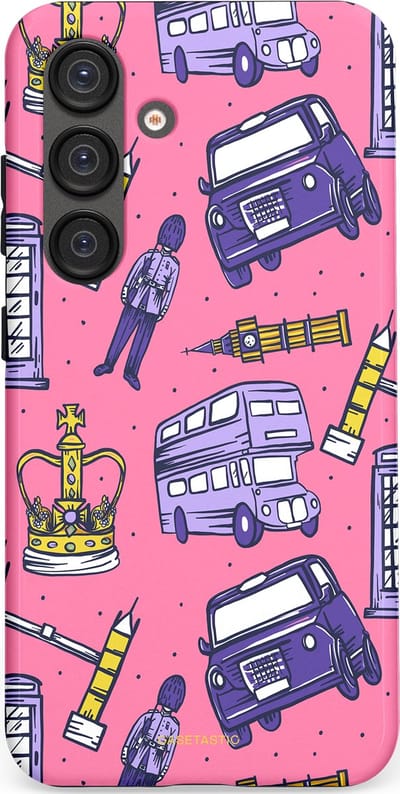 Casetastic Hoesje Geschikt voor Samsung S25 - Stijlvolle Beschermende Duo-layer Case - Brits London Roze Avontuur - Londen
