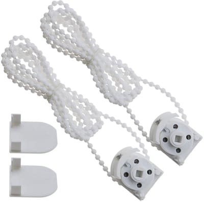 Dailygoods- Rolgordijn Vouwgordijn - 2 Stuks - Wit - Kettingbediening - Kunststof - 2 Meter Kralenketting