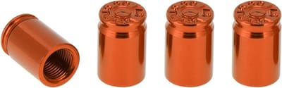 Ventieldoppen voor banden - 4 stuks, 7 x 16,5 mm, stofkappen van aluminiumlegering in oranje kleur, geschikt voor auto en fiets