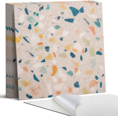 Coloray Wandpanelen Zelfklevend - Patroon met kleurrijke fragmenten Zelfklevende Wandpanelen - 50 cm x 50 cm - Grijs Wandpaneel PVC - 5 stuks - Texturen Wandpanelen Zelfklevend - Wandpanelen Keuken - Wandpaneel Badkamer