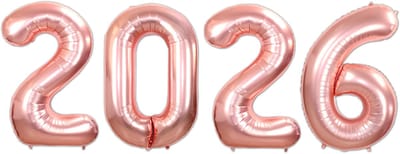 BTH - 2026 Ballon - Oud en Nieuw Versiering - Cijfer Ballonnen - Decoratie - Rosegoud - 36cm