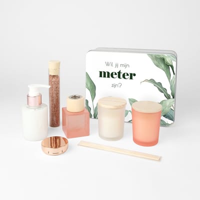 Meter vragen - Wil jij mijn meter zijn - Geschenkset vrouwen - geschenkdoos - Cadeau meter - Peace lily design