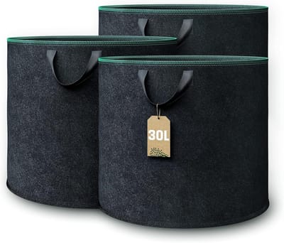 Famanu - Plant Bag (3 Stuks) - 30L Non-Woven Plantzak - Plantzak Voor Aardappelen, Tomaten En Aardbeien - Kleur Zwart - Gebruik Binnen En Buiten