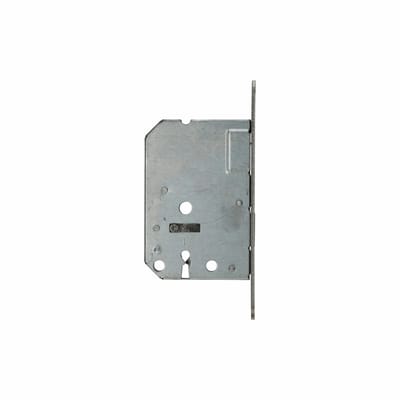 Woningbouw kastslot, sleutelgat 56mm, voorplaat rvs, doornmaat 50mm, inclusief afgeronde rvs sluitplaat