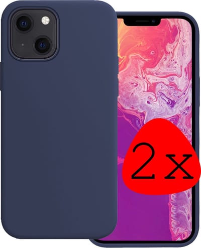 Hoesje 2 Stuks - Geschikt voor Apple iPhone 14 - Sterk & Shockproof - Case Siliconen - Back Cover - Telefoon Hoes - Donkerblauw