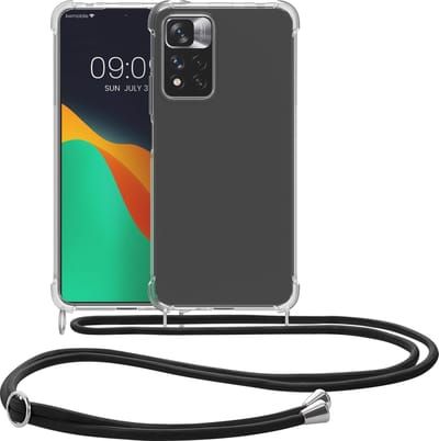 kwmobile telefoonhoesje geschikt voor Xiaomi Redmi Note 11 Pro+ 5G / Note 11 Pro Plus 5G - Hoesje met telefoonkoord - Back cover in zwart / transparant
