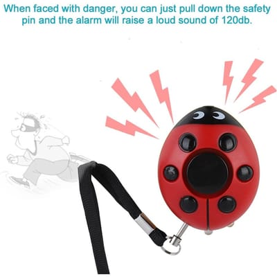 Alarme de sécurité personnelle portable 120 dB, anti-coléoptère, coccinelle, femmes, enfants, personnes âgées, alerte de protection black