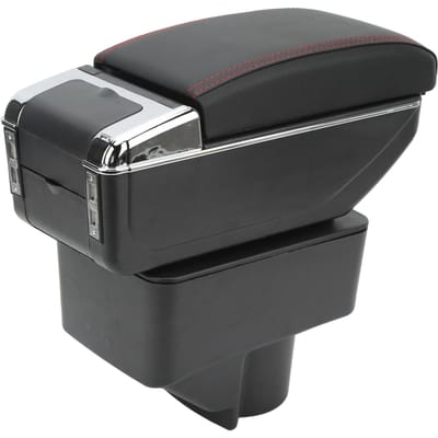 Middenconsole Armsteun Box 7 USB Poorten Dubbele Lagen Comfortabele Vervanging voor Ford Fiesta 08?18 black