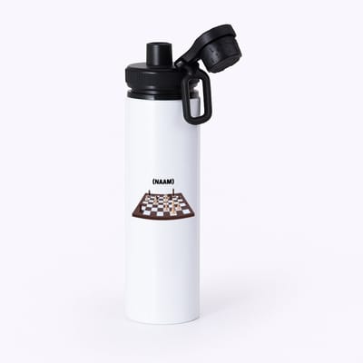 Hacebo® - Schaken met eigen naam waterfles met draaidop zwart - Schaken - Schaker - Denksport - water fles - 850ML
