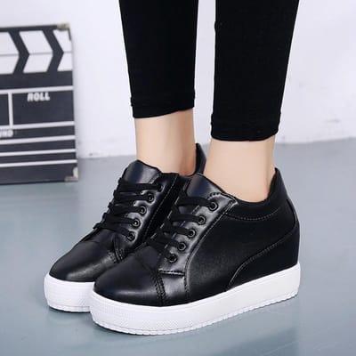 hete Witte Verborgen Wedge Hakken sneakers Casual Schoenen Vrouw hoge Platform Schoenen Dames Hoge hakken wedges Schoenen Voor Vrouwenbn54 35 zwart