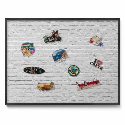 Tulup Magneetbord met Zwarte Frame - Grijs Magnetisch Bord met Kleurvariaties - 80 cm x 60 cm - Bakstenen muur lichte muur - Magnetisch Bord Foto Bevestiging - Design Magneetbord met Frame - Magnetisch Bord Muurbevestiging