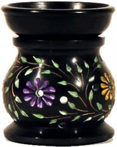 Olieverdamper Flowers zwart zeepsteen - 10x8 - Zeepsteen - Zwart
