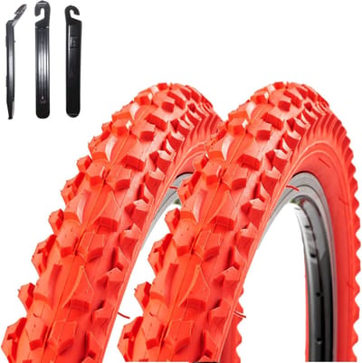 Fietsbanden Set - Banden Fiets - Vervanging Banden - Inclusief Bandenlichters - 26 x 2.125 - Rood