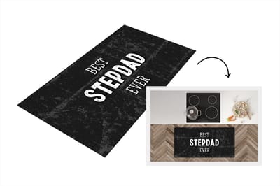 Keukenloper - Loper keuken - Vaderdag - Stiefvader - Quote - Beste stiefvader ooit - Spreuken - 120x60 cm - Keukenloper vinyl