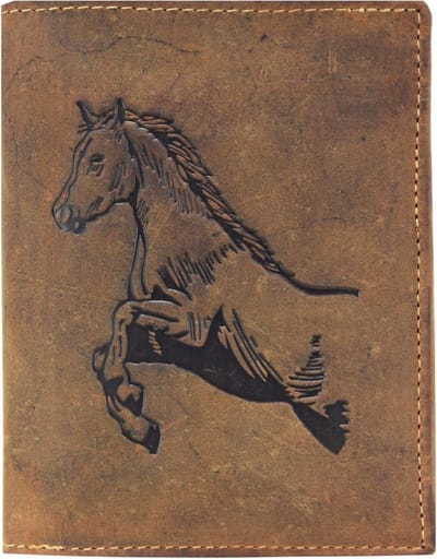 Greenburry Vintage Portemonnee Paard Leer 9,5 cm - Jongens - Staand formaat - braun