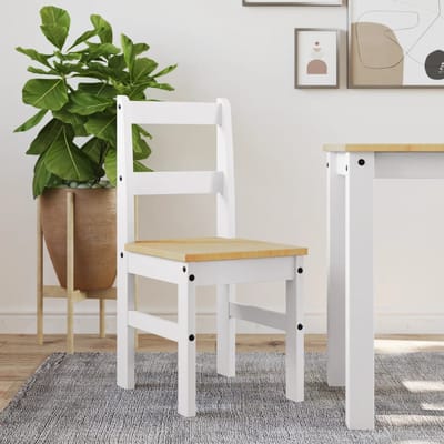 vidaXL - Eetkamerstoelen - 2 - st - PANAMA - 40x46x90 - cm - grenenhout - wit