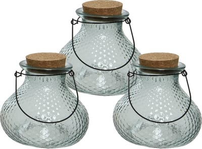Decoris wespenvanger/wespenval - set 3x - glas - blauw - D14 x H13 cm
