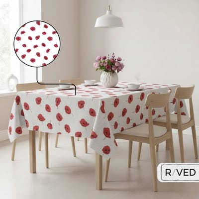Raved Tafelzeil – 140 cm x 280 cm – Klaprozen Rood – PVC – Afwasbaar
