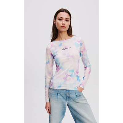 Karl Lagerfeld Mesh Top Floral White Taglia: XS | Maglie a manica lunga Outlet | Donna | Bianco