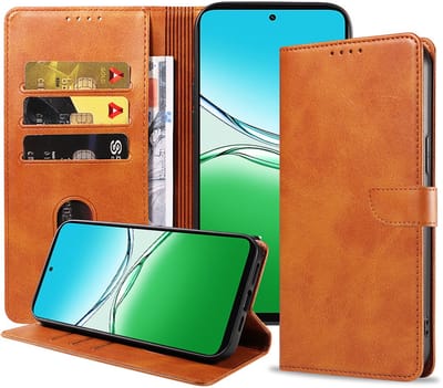 Geschikt voor Oppo A5 Telefoonhoesje Kunstleer met Magnetisch lipje en Pasjeshouder Book Case met Klepje - Walletcase with Cardslot - Bruin - Smartphonica geschikt voor Oppo A5