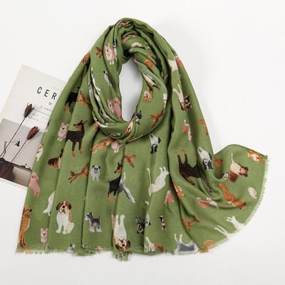 Chien Teckel Motif Chat Franges Viscose Châle Foulard Femmes Imprimé Doux Polyvalent Protection Contre le Froid Écharpes Et Châles Pashmina Hijab Musulman