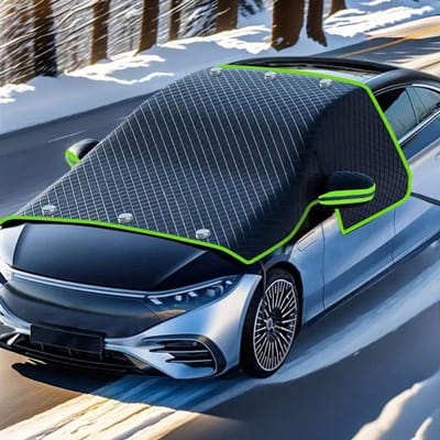 1 stuk - Antivriesdeken - voorruithoes - Beschermhoes - Verdikt - Magnetische halve hoes - Geschikt voor autoruiten en zijruiten - Bescherming tegen vorst, sneeuw en ijs - Autoaccessoires - Groene rand - Zwart