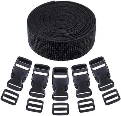 Singelband en gesp kits - Webbing en gespen - Projecten maken - UV meeldauw waterbestendig - 20 yards - Zwart