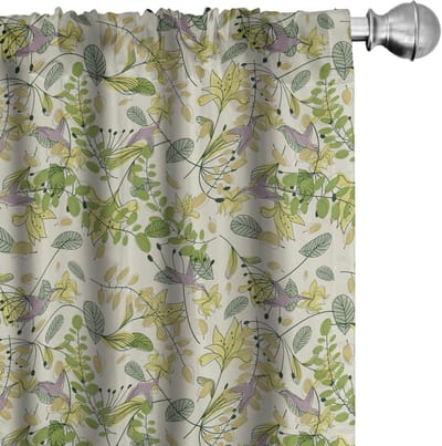 ABAKUHAUS Bloemen Gordijnen – 2x75x175 cm – Microfaser – Halfschaduw